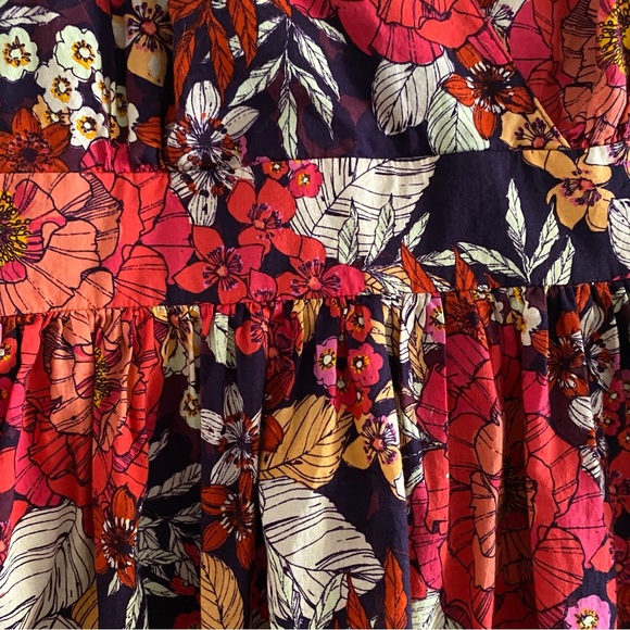 SOLD Garnet Hill floral cotton midi dress V neck fit and flare 10P 10 Petite - Picture 2 of 9